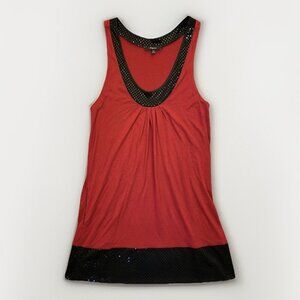 Express Women's Mini Dress Size M Red Black Sleeveless A-Line Pockets GUC
